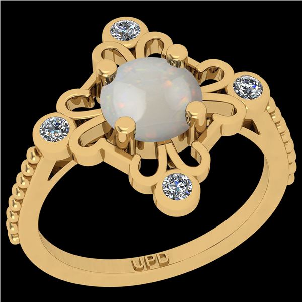 Certified 0.43 Ctw I2/I3 Opal And Diamond 10K Yellow Go