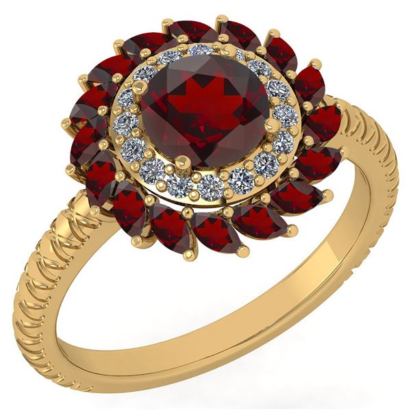 Certified 2.40 Ctw Garnet And Diamond VS/SI1 Halo Ring