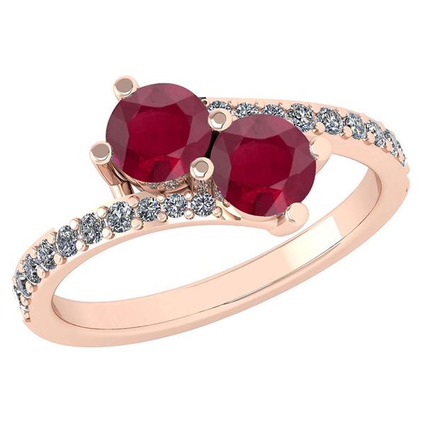 Certified 1.24 Ctw Ruby And Diamond Wedding/Engagement