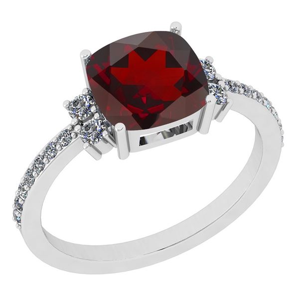 Certified 2.14 Ctw I2/I3 Garnet And Diamond 14K White G