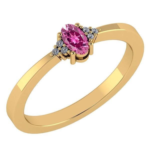 Certified 0.24 CTW Pink Tourmaline And Diamond 14k Yell