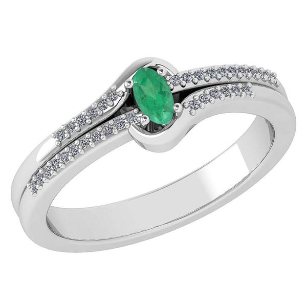 Certified 0.29 Ctw Emerald And Diamond 14k White Gold H