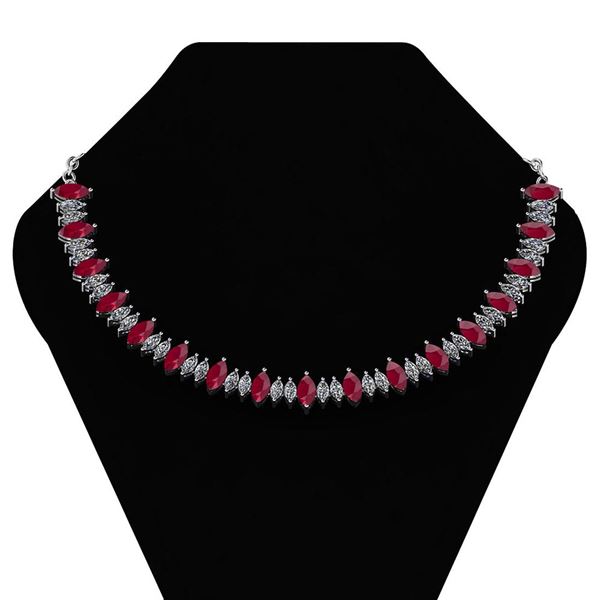 Certified 27.56 Ctw Ruby And Diamond Necklace For women