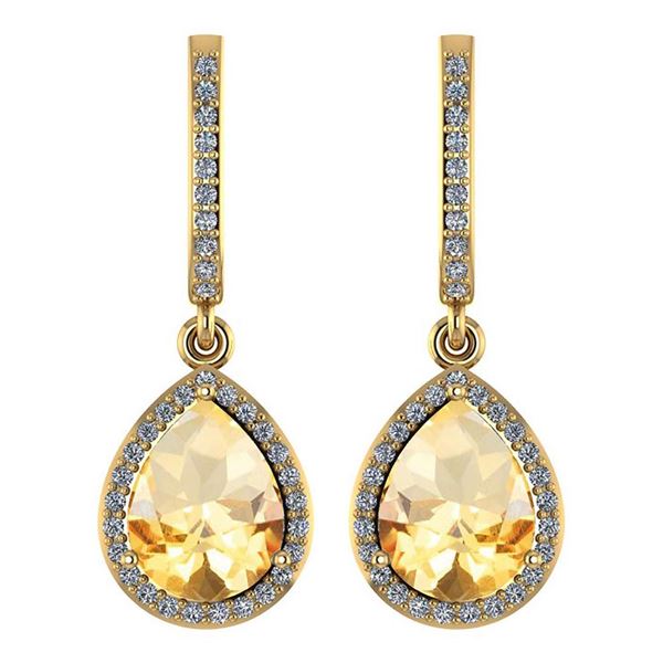Certified 4.35 Ctw Citrine And Diamond Wedding/Engageme