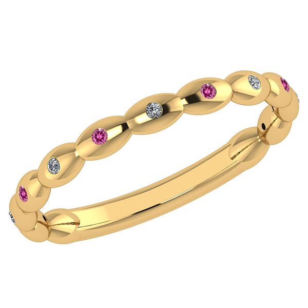 Certified 0.05 Ctw Pink Tourmaline And Diamond 18k Yell