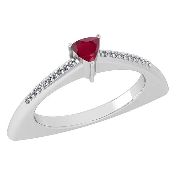 Certified 0.35 Ctw Ruby And Diamond 14k White Gold Halo