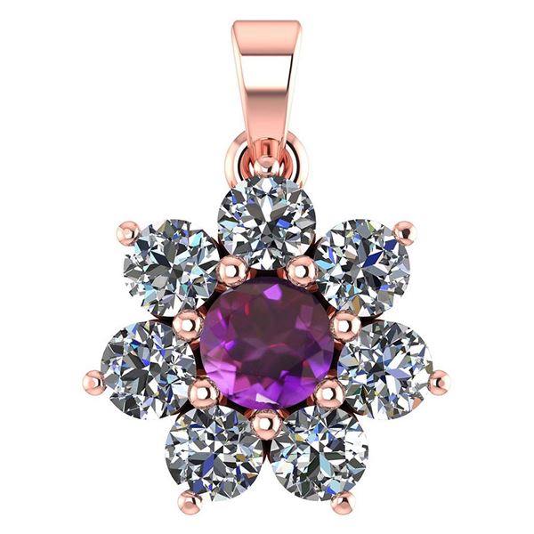 Certified 0.93 Ctw Amethyst And Diamond 18K Rose Gold H