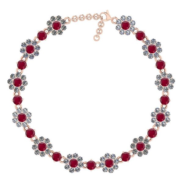 Certified 7.69 Ctw I2/I3 Ruby And Diamond 14K Rose Gold