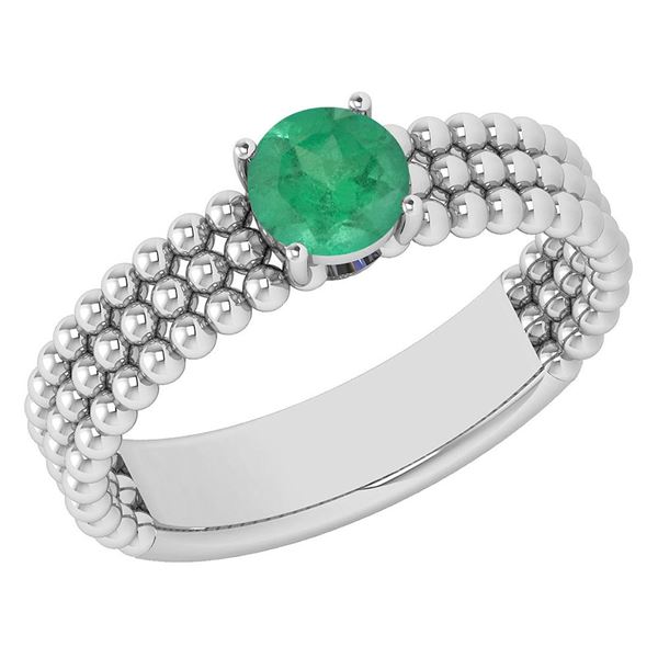Certified 0.50 Ctw Emerald Solitaire14K White Gold Prom