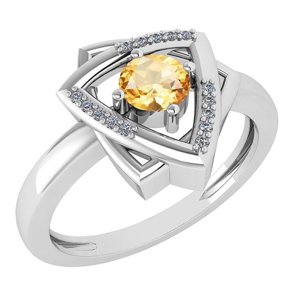Certified 0.29 Ctw Citrine And Diamond VS/SI1 Halo Ring