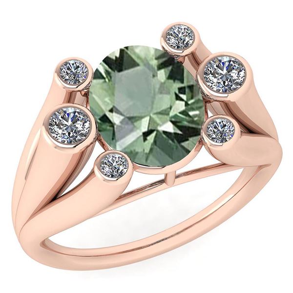 Certified 2.82 Ctw Green Amethyst And Diamond VS/SI1 Ha