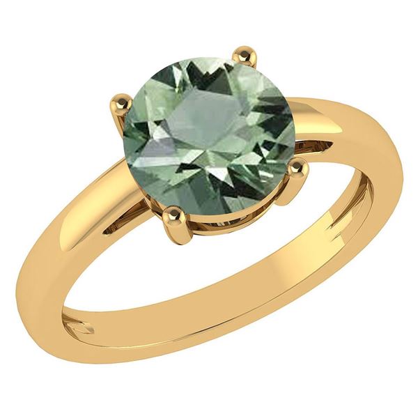 Certified 2.00Ctw Genuine Green Amethyst 14k Yellow Gol