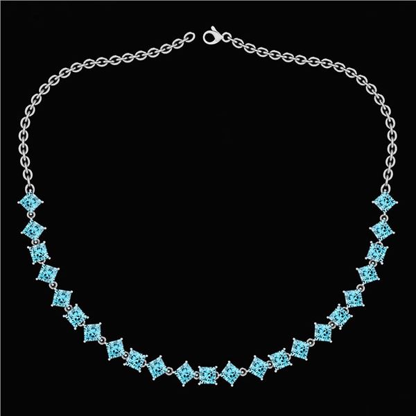 Certified 28.75 Ctw Aquamarine Square Shape Necklace Fo