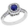 Image 1 : Certified 1.01 Ctw I2/I3 Blue Sapphire And Diamond 14K