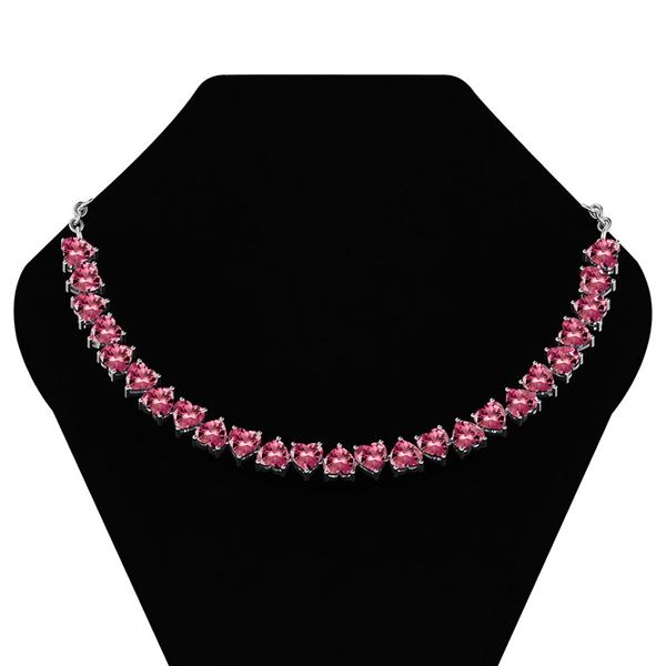 Certified 20.05 Ctw Pink Tourmaline Heart Shape Necklac