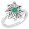 Image 1 : Certified 0.32 Ctw Emerald And Diamond 14k White Gold R