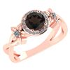 Image 1 : Certified 1.00 Ctw Smoky Quarzt And Diamond 14k Rose Ha