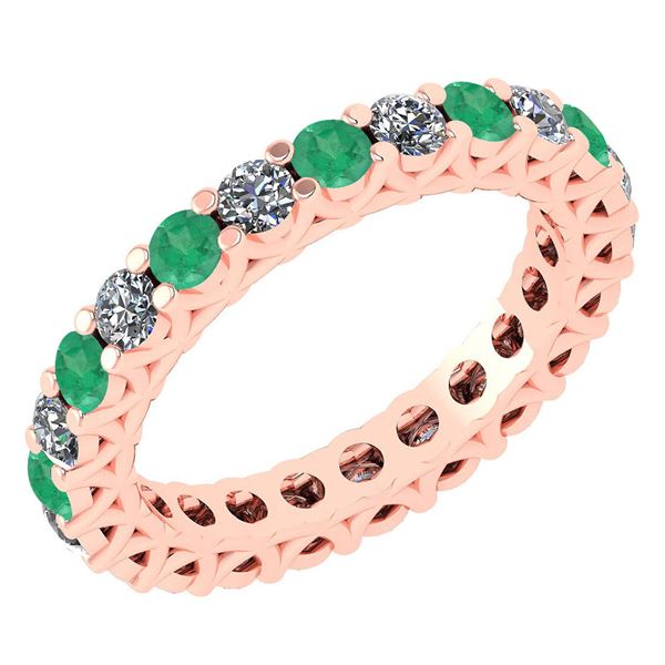 Certified 1.61 Ctw Emerald And Diamond 14k Rose Gold Ha