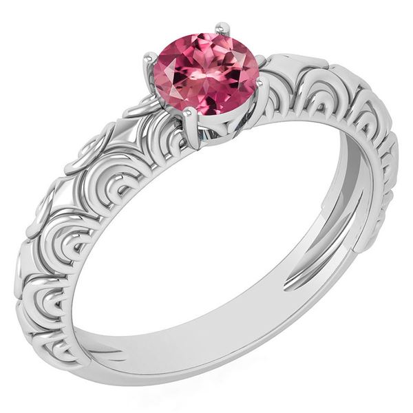 Certified 0.45 Ctw Pink Tourmaline Solitaire Ring with