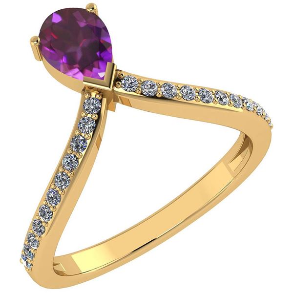 Certified 0.97 Ctw Amethyst And Diamond 14k Yellow Gold