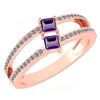 Image 1 : Certified 0.60 Ctw Amethyst And Diamond 18k Rose Gold R