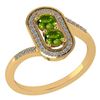 Image 1 : Certified 0.68 Ctw Peridot And Diamond 14k Yellow Gold
