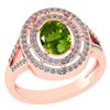 Image 1 : Certified 1.66 Ctw Peridot And Diamond 14k Rose Gold Ha