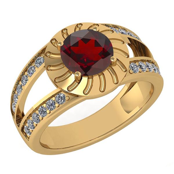 Certified 1.58 Ctw Garnet And Diamond Wedding/Engagemen