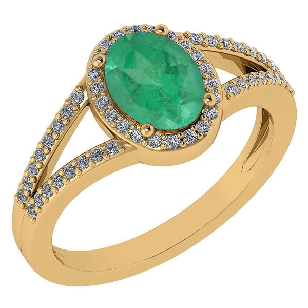 Certified 1.52 Ctw Emerald And Diamond 14k Yellow Gold