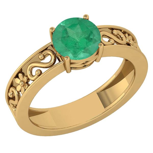 Certified 1.25 Ctw Emerald Solitaire Ring with Filigree