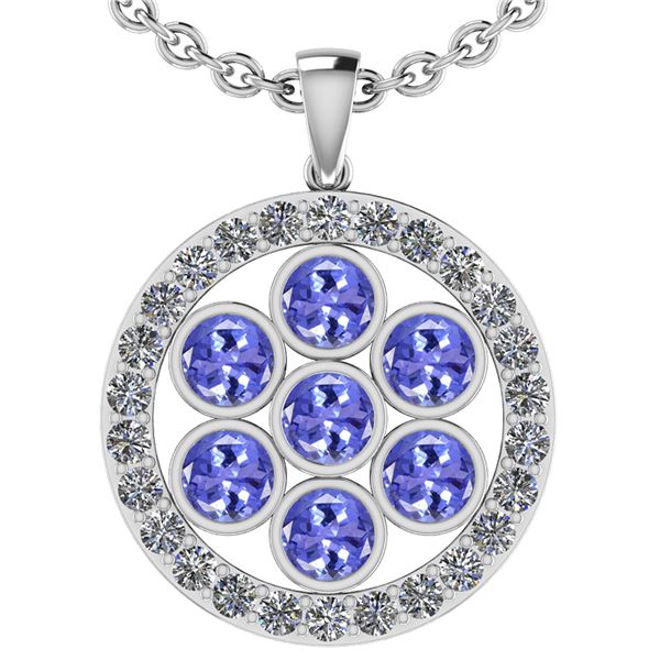 Certified 3.95 Ctw Tanzanite And Diamond SI1/SI2 14K Wh