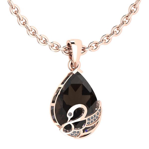 Certified 7.40 Ctw Smoky Quartz And Diamond VS/SI1 Neck