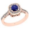 Image 1 : Certified 1.01 Ctw I2/I3 Blue Sapphire And Diamond 14K