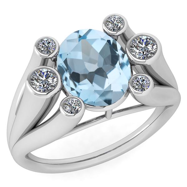 Certified 2.82 Ctw Blue Topaz And Diamond VS/SI1 Ring 1