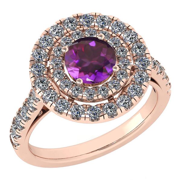 Certified 1.99 Ctw Amethyst And Diamond Wedding/Engagem