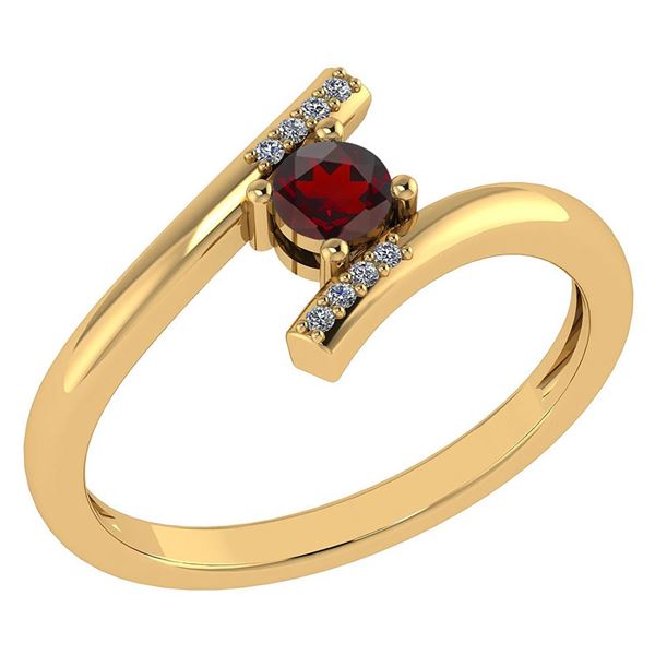 Certified 0.27 Ctw Garnet And Diamond 14k Yellow Gold H