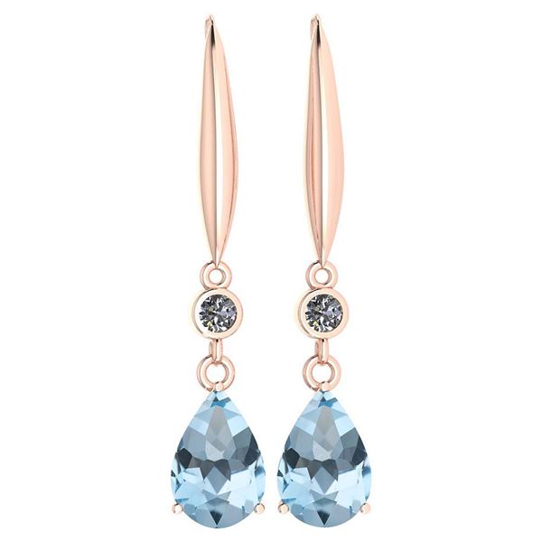 Certified 5.70 Ctw Blue Topaz And Diamond VS/SI1 Dangli