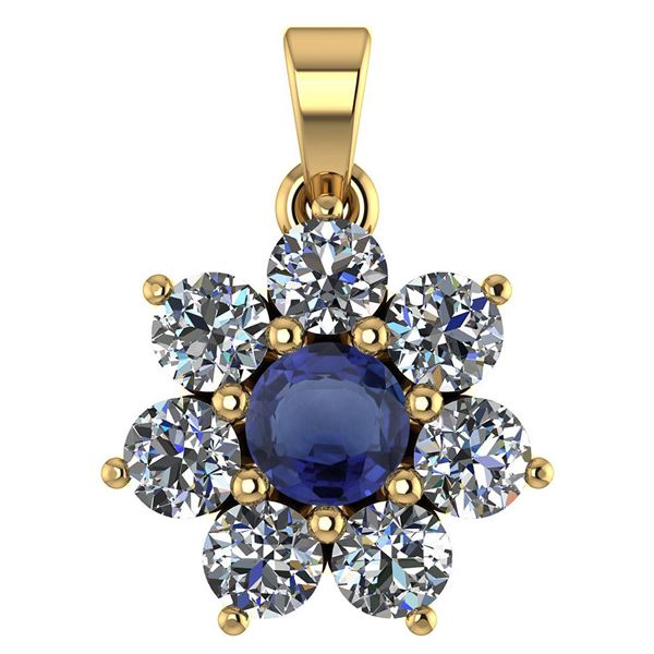 Certified 0.93 Ctw Blue Sapphire And Diamond 14k Yellow