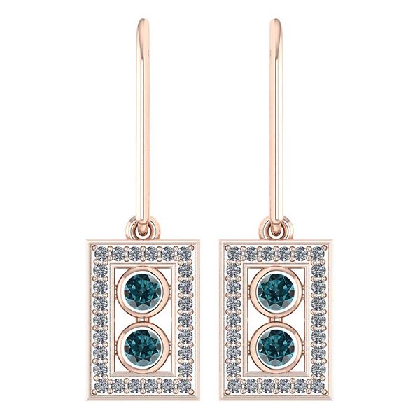 Certified 0.63 Ctw Treated Fancy Blue Diamond And Diamo