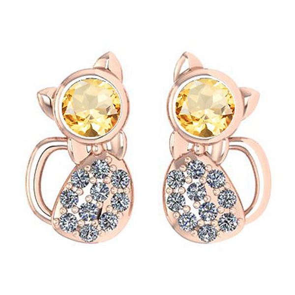 Certified 0.30 Ctw Citrine And Diamond 14K Rose Gold Ha