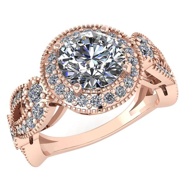 Certified 1.83 Ctw Diamond Wedding/Engagement 14K Rose