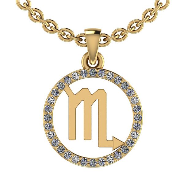 Certified 0.14 Ctw SI2/I1 Diamond 14K Yellow Gold Zodia