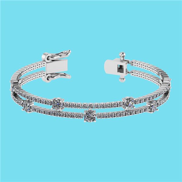 Certified 3.32 Ctw SI2/I1 Diamond 14K White Gold Bracel