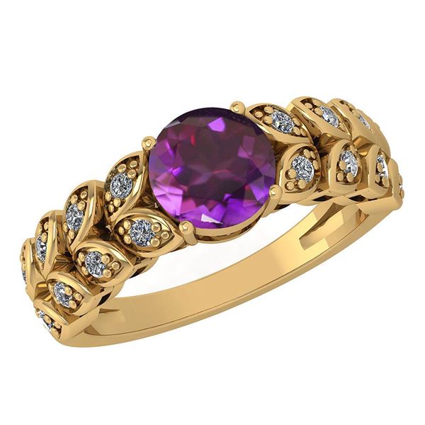Certified 1.47 Ctw Amethyst And Diamond Wedding/Engagem