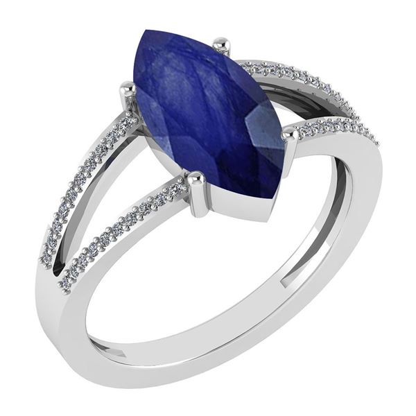 Certified 2.20 Ctw Blue Sapphire And Diamond VS/SI1 Rin