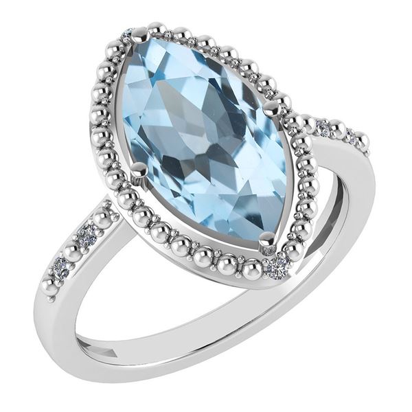 Certified 1.58 Ctw Blue Topaz And Diamond VS/SI1 Ring 1