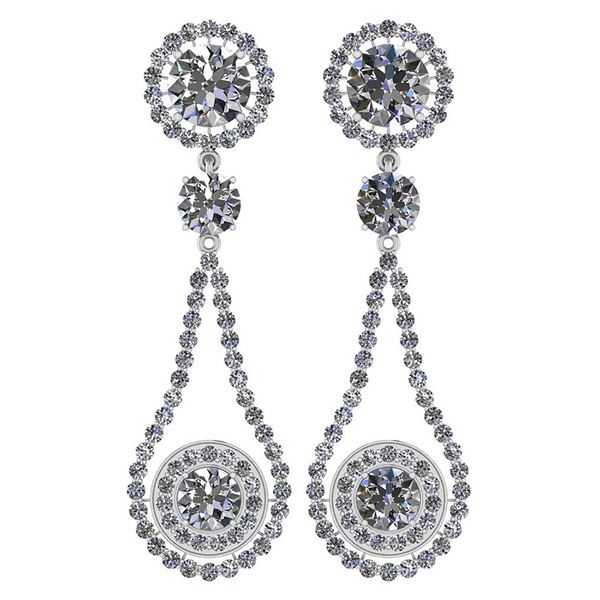 Certified 9.50 Ctw Diamond VS/SI1 Dangling Earrings 18K