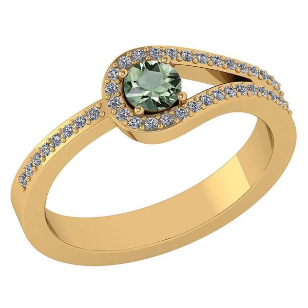 Certified 1.30 Ctw Green Amethyst And Diamond 14k Yello