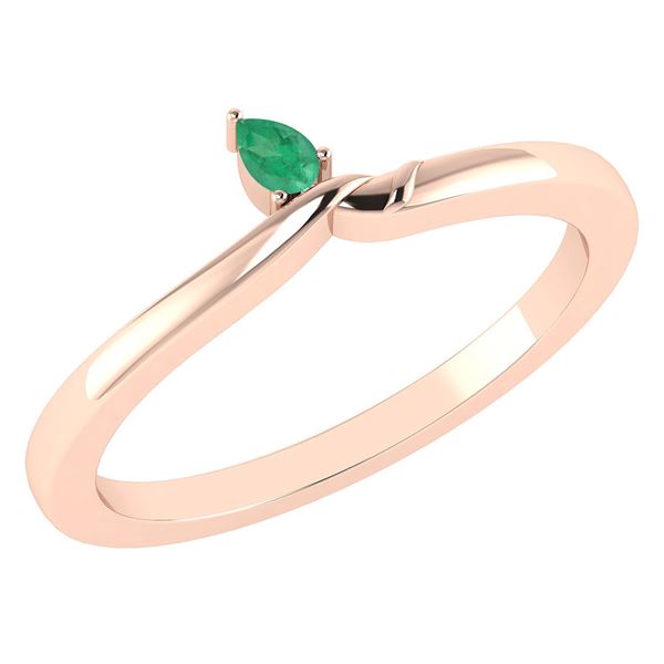 Certified 0.23 Ctw Genuine Emerald 14K Rose Gold Ring