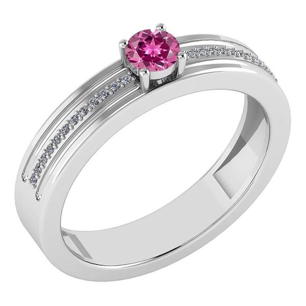 Certified 0.29 Ctw Pink Tourmaline And Diamond 18K Whit